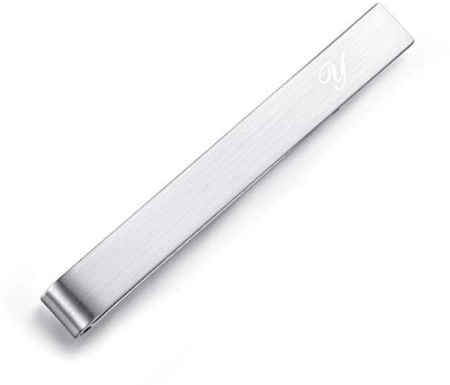 HONEY BEAR 5.4cm Herren Briefe Initialen Krawattennadel Krawattenklammer für Normale Krawatte Tie Clip，Gebürstetes Silber (Y)