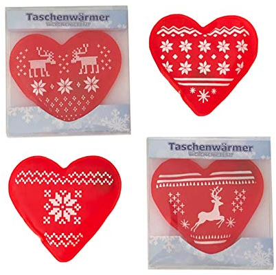 itsisa Taschenwärmer Herz (4er Set) - Wichtelgeschenk, Handwärmer, Taschenheizkissen