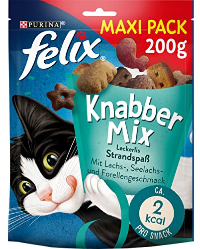 FELIX KnabberMix Strandspaß Katzensnack, Knusper-Leckerlie mit Fisch-Geschmack, 1er Pack (1 x 200g)
