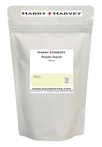 Harry Harvey Almidón de patata en polvo, 500 g de harina de farina, espesante para salsa de curry, sopas, salsas y hornear, sabor neutro, textura fina, grado alimenticio