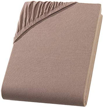 Split Topper Spannbettlaken/Spannbetttuch - Nougat - Jersey - 180x200-200x200 cm - 10cm Steghöhe - 160 g/m² - Boxspringbett - Rundumgummi (Nougat)