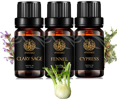 Aromaterapia salvia sclarea Olio Essenziale Set per diffusore, 3X10ml 100% Pure Finocchio olio essenziale Kit per umidificatore-finocchio,salvia sclarea,cipresso oli Set, Aromaterapia Cypress oli Kit