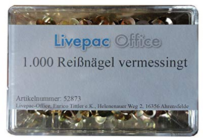 1000 Reissnägel/Reißbrettstifte/Reißzwecken/Heftzwecken/vermessingt