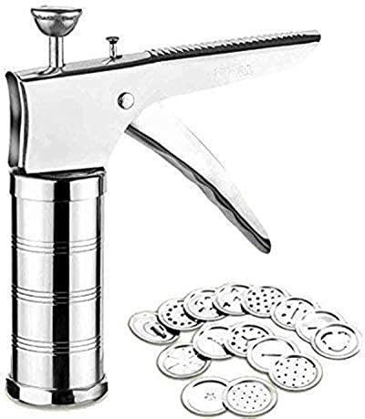 VOETEX ZONE Stainless Steel Kitchen Press with 15 Different Types of Jalies, Murukku Machine, Bhujiya Machine, Noodle Maker, Cookie Maker, Namkeen Maker, Chakali, Sev Maker, Farsan, Gathiya Maker