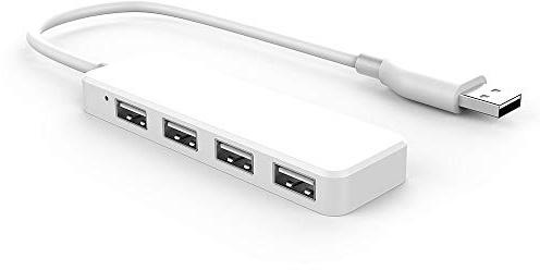 USB-Hub, 4-Port-USB-Splitter, ultradünner Multiport-USB-Expander Port-Adapter für iMac Pro, MacBook Air, Mac Mini/Pro, Surface Pro, Notebook-PC, Laptop, USB-Flash-Laufwerke und mobile HDD (2.0 weiß)