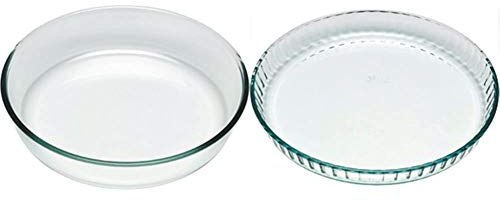 Pyrex Bake&EnjoY Tortiera in vetro borosilicato Ø26 x 5,9 cm & Bake&EnjoY Stampo crostata in vetro borosilicato 28x3,6cm