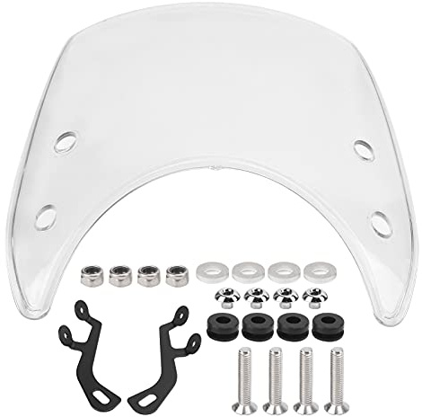 Motorrad Windschutzscheibe, Universeller PC Windabweiser mit verstellbarem Clip für 5-7 Zoll Scheinwerfer, Spoiler Deflektor für Vordergabel Zubehör