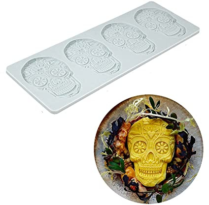 Moule à gâteau en silicone comestible avec motif tête de mort pour décoration de gâteaux