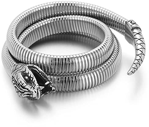 Flongo Herren Armband Schlange Edelstahl Armband Freie Anpassen modisches Armband Junge Leute Armkette Horror-Element Einzigartiges Armband