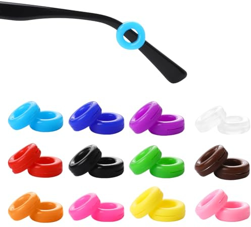 12 Pairs Round Glasses with Silicone Ear Grips and Cushions - Anti Slip Multicolor Ear Pads for Kids and Adults Sunglasses