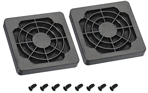 PATIKIL 50mm Cooling Fan Filter with Screw, 2 Pack ABS Ventilator Grill Protector Guard for Fan Protective Cover DIY, Black