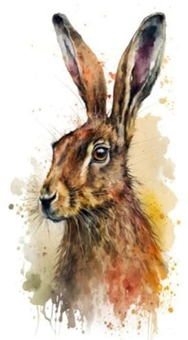 adrium Acryl-Bild 50 x 80 cm: Illustration Hase in Aquarell. Tier auf weißem Hintergrund. Generative KI (201704903)