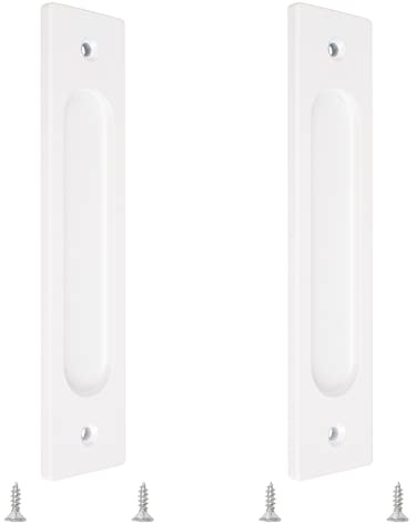 MOROBOR Lot de 2 poignées de porte coulissante encastrées rectangulaires en alliage d'aluminium avec vis de montage pour porte de grange coulissante 180 mm W-MF002343-EU Blanc Chaud