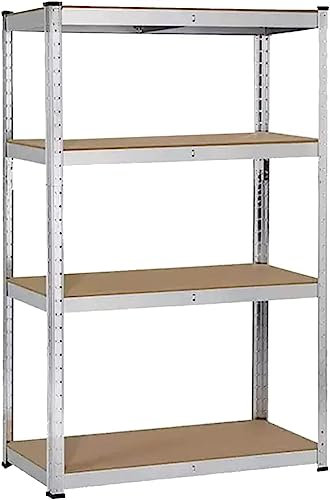 shine planet 4 Tier Garage Shelves, Metal Storage Shelves Heavy Duty Shed Storage Racking 90x45x180cm for Warehouse Workshop Office