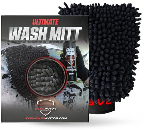 Bass Motor | Microfiber Car Wash Glove, Soft and Scratch-Free Cleaning, Microfiber Glove for Car and Motorcycle Cleaning, Reusable - Wash Mitt.