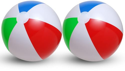 Inflatable Beach Balls 2 Pack – Holiday Beach & Pool Toys, Summer Water Games for Kids & Adults, Pool Party Outdoor Fun, Birthday Party Supplies – Classic Panel Design (50cm -2pk)