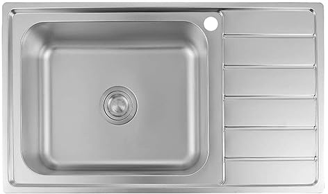 Omeere 86x50 Einbauspüle Edelstahl 304 Materialdicke 0,8 mm Spülbecken Spüle Küchenspüle eckig 1 Becken