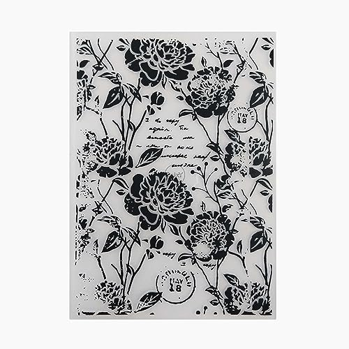DzIxY Pfingstrose Blume Hintergrund Kunststoff Prägeschablone für Karten Herstellung Supplies DIY Papier 3D Scrapbook Schablonen Album Handwerk Dekoration Vorlage