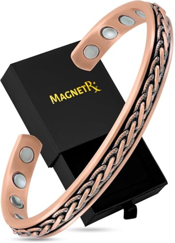 MagnetRX Magnetiskt armband av ren koppar, magnetiska koppararmband, justerbar manschett + presentask, Adjustable (6.5 - 8.75), Koppar, Ingen ädelsten