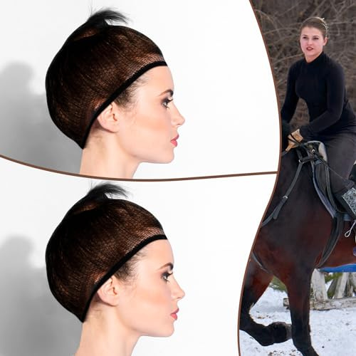 Yuxung 4 Pieces Equestrian Hair Net Women Ride Hair Net No Knot Cap Weaving Caps Wig for Long and Short(Black)