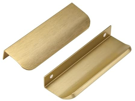 Ndjiloik Lot de 10 poignées de porte cachées, en alliage d'aluminium, pour armoire, porte, tiroir, dorée, longueur totale : 120 mm