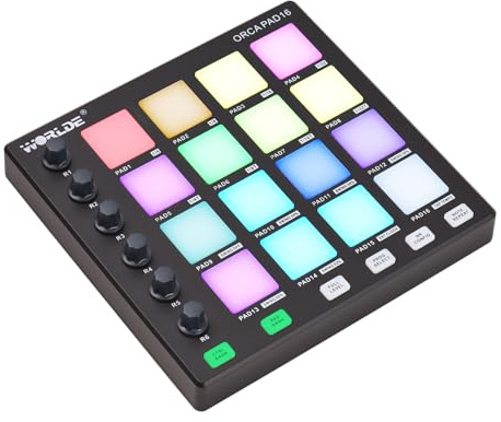 summina Controllore MIDI Pad MIDI Controller pad MIDI USB WORLDE Controller MIDI Beat Maker Machine 6 manopole assegnabili Ripetizione delle note Pulsanti a livello completo e software di produzione