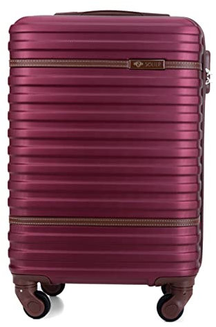 Solier Kabinenkoffer Kabinengepäck Reisekoffer – Koffer mit 4 Rollen – Airline-kompatibel – Rollkoffer mit Zahlenschloss – Reisetrolley ABS 33L (Burgundrot, S)