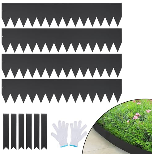 VEVOR Steel Landscape Edging, 4-pack Steel Garden Edging Borders, 40 L x 8 H Strips, Hammer-in Edging Border with 6 Clips, Bendable Metal Landscape Edging for Yard, Garden, Lawn