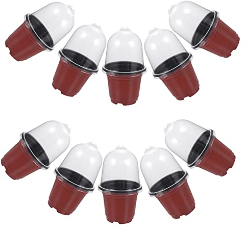 CIMAXIC 10 Sätze Pflanztopf mit Deckel Gartentopf aus Setzling Pflanzer Pflanztöpfe Sämlingstöpfe Blumentopf Aussaattopf drinnen Kleiner Behälter Torf Kindergarten