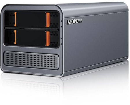 AIOPCWA 3-in-1 NAS Mini PC 2Bay, Core i3 N305, Support 40T(2×20T) 2-Bay Storage, 2 × i226V 2.5GbE LAN, Mini Computer+NAS+Soft Router, HTPC, SMB, 32GB DDR5 RAM 2TB M.2 NVMe SSD
