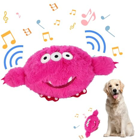 2024 Neu Hundespielzeug Futter Ball, Hundeball Elektrisch Futter Ball, Active Moving Pet Plush Toy, Interaktives Hundespielzeug Leckerli Spielzeug Ball, für Drinnen Draußen (Rosenrotes Monster)