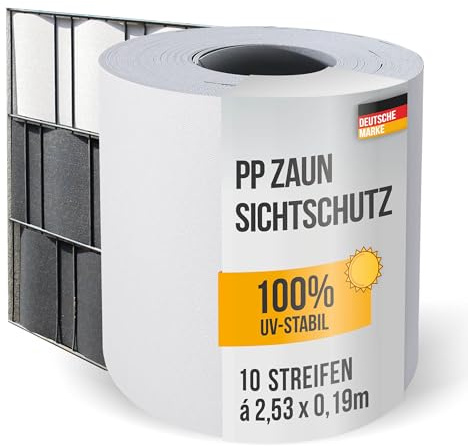 RapidTeck® PP Sichtschutzstreifen für Doppelstabmatten Zaun - Sichtschutz Rolle Blickdicht | 25,3m x 19cm | 100% UV-stabil | Wind & Wetterfest, Sichtschutz Zaun Sichtschutz Garten Gartenzaun Hellgrau