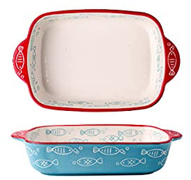 Bakeware Lasagneform, Keramiska ugnsformar Porslinsbakelser Rektangulära grytformsset Lasagnepannor Stekformar, set med 2(8Inch)