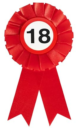 Tiwoca Geschenk 18. Geburtstag – rot-weißer Anstecker Verkehrszeichen | 1 Anstecker, Maße 14,5 x 8 x 1,5 cm, Kunststoff und Metall, Befestigung durch Sicherheitsnadel