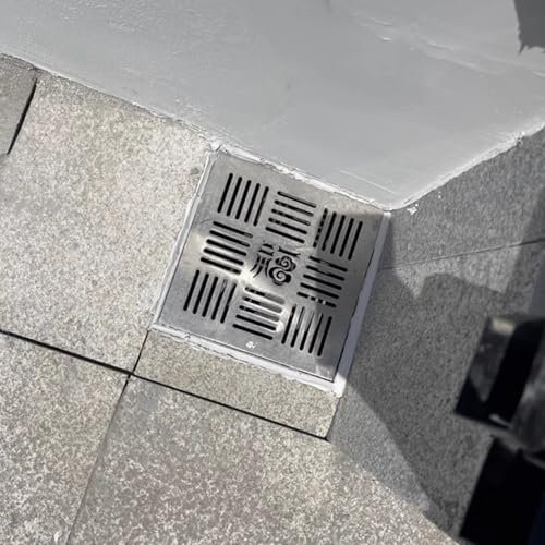 Canaleta de Drenaje Rejilla de Metal para Desagüe de Suelo de Patio, Rejilla de Drenaje de Alcantarillado Exterior Cuadrada, Rejilla para Sumidero con Base, Rejilla de Filtro de Agua para Suelo(15x15c