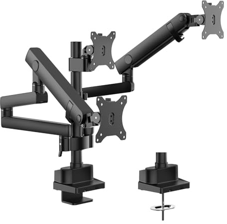 Wiltec Supporto triplo per monitor, Bracci per schremi da 17-27 con piastre VESA girevoli 360°, max 9 kg