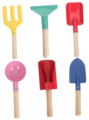 ifundom 6piezas Juguetes De Playa para De Arena De Metal Mango De Madera para Diversión y Jardín Infantiles