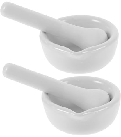 Genérico Juego De 2 Morteros De Porcelana 60mm Con Utensilio De Tazón Para Moler Especias y Herramienta Científica Diseño Ergonómico Fácil De Limpiar