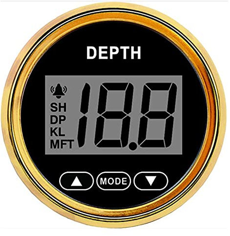 Digitaler Tachometer Universal-2 ‚‘ 52mm Tiefenmesser Pulssignal Digital Boot Wasserdicht IP67. Tiefenmesser for Marine Boat Yacht Red Hintergrundbeleuchtung 9-32V GPS-Heads-Up(BG)