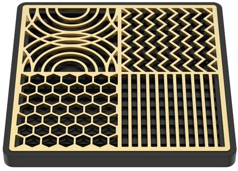 KTCINA Ice Stamp Tray for Cocktails & Whiskey, Brass Ice Cube Imprinter with Silicone Mat Square Ice Molds Stamps for Clear Ice Cubes