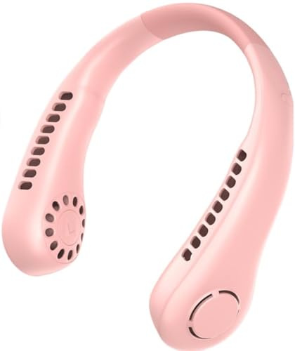 Mini ventilateur de cou portable, USB sans pales avec flux d'air à 360 °, ventilateur de cou à suspendre sans vanne à trois vitesses pour la maison, le bureau, les voyages, les sports de plein air