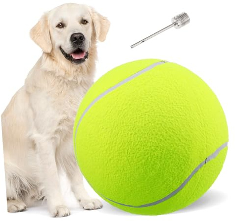 Yardwe Riesen-Tennisball für Hunde mit Luftpumpe, 24 cm, Gelb