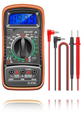 Multímetro Digital Profesional, Polimetro Digital con Pantalla Retroiluminada, Voltimetro Portátil y Resistente, Multifunción para Hogar y Taller, Manual en Español