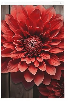Banderas de dalia roja con flores para exteriores, 2 x 3 pies, impresión vertical de doble cara, banderas de jardín al aire libre, pancarta de vacaciones con ojales, bandera de patio para césped