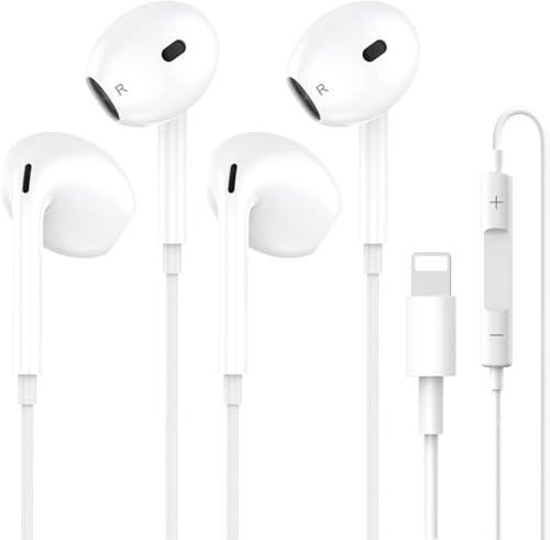 2 Pack In-Ear Kopfhörer für iPhone, [MFi-Zertifiziert] HiFi Kopfhörer Audio Stereo, mit Anschluss Mikrofon und Lautstärkeregler,Kopfhörer Lightning mit iPhone 14/14 Pro/13/12/11/XR/XS/X/8/7/SE