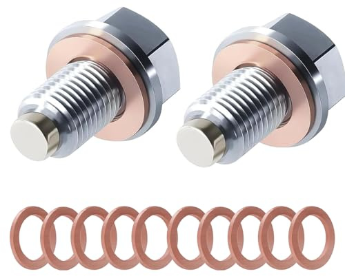 WangVipfei 2 Stück Magnetische ÖLablassschraube M14X1,5, mit 10 Ölablassschraube mit Dichtring, Magnetische Dichtung Ölwannenablassmutter, Edelstahl Ölwanne Auto Ölschraube