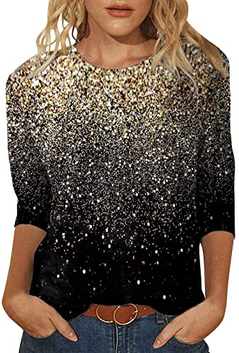 Glitzer Oberteile Damen, Silvester Outfit Damen Pailletten Oberteil Pailletten Shirt Glitter Top Elegant Damenshirt Festlich Glitzeroberteil Blusenshirt Party Festliche Blusen Glamour Weihnachtsbluse