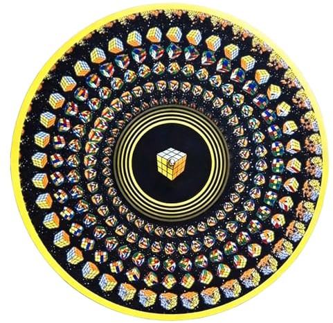 Vinyl Slipmat 12 Inch Zoetrope Turntable Mat, Animated Optical Illusion Platter Pad, Kinetic Motion Effect for Record Players, DJ Accessories & Audiophiles (Yellow)