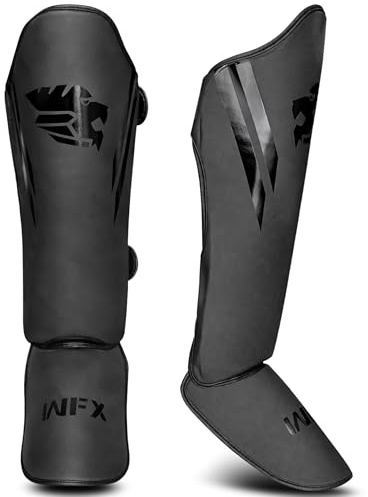 WFX Muay Thai Shin Guards for MMA, Kickboxing & Martial Arts, High Impact Shin & Instep Protection, Durable Lightweight Design, Adjustable Secure Fit MMA Shin Guards for Training