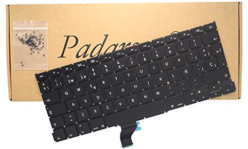 Padarsey Teclado de Teclado español de Repuesto con 80 Tornillos PCE compatibles con MacBook Pro Retina 13 A1502 (Finales de 2013- principios de 2015)